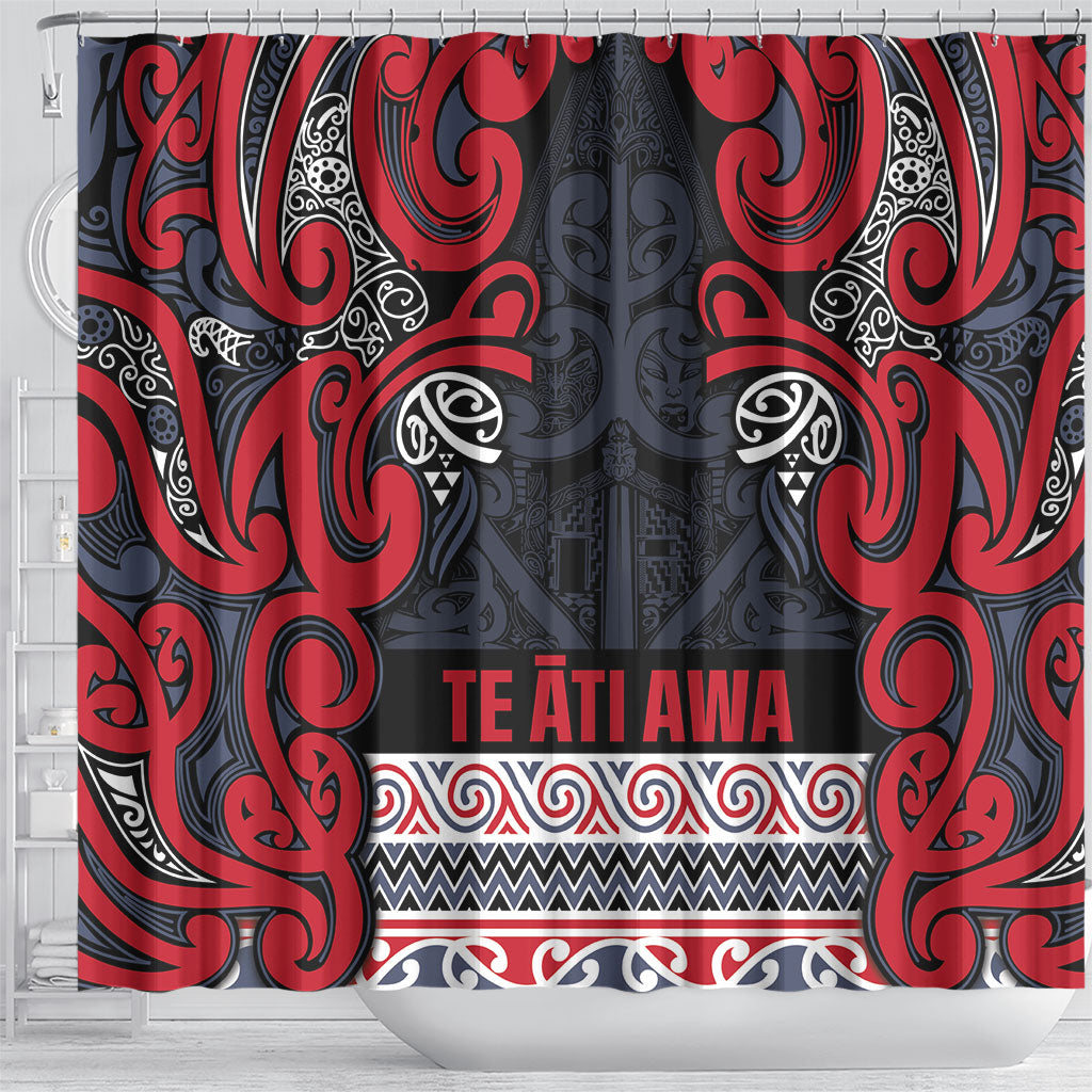 Aotearoa Iwi Te ati Awa Shower Curtain Maori Wharenui House Tribal Pattern