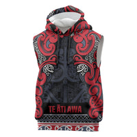 Aotearoa Iwi Te ati Awa Sleeveless Hoodie Maori Wharenui House Tribal Pattern