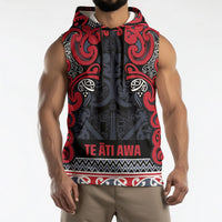 Aotearoa Iwi Te ati Awa Sleeveless Hoodie Maori Wharenui House Tribal Pattern