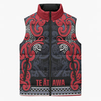 Aotearoa Iwi Te ati Awa Sleeveless Puffer Jacket Maori Wharenui House Tribal Pattern