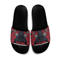 Aotearoa Iwi Te ati Awa Slide Sandals Maori Wharenui House Tribal Pattern