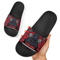 Aotearoa Iwi Te ati Awa Slide Sandals Maori Wharenui House Tribal Pattern