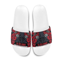 Aotearoa Iwi Te ati Awa Slide Sandals Maori Wharenui House Tribal Pattern