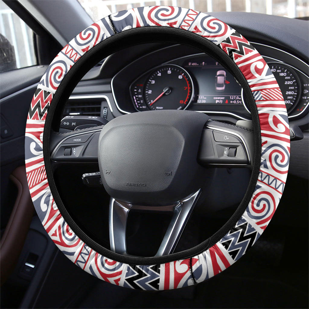 Aotearoa Iwi Te ati Awa Steering Wheel Cover Maori Wharenui House Tribal Pattern