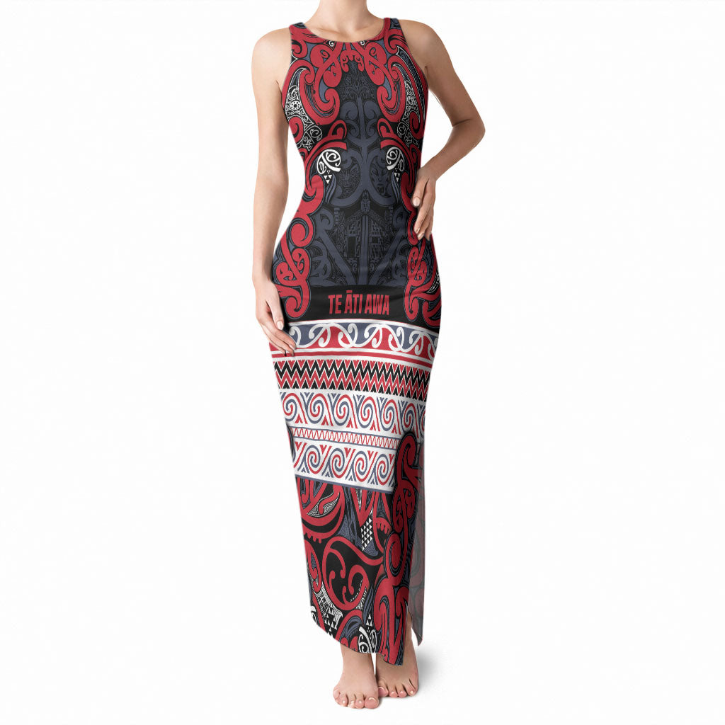 Aotearoa Iwi Te ati Awa Tank Maxi Dress Maori Wharenui House Tribal Pattern LT9 Women Bright Red - Polynesian Pride
