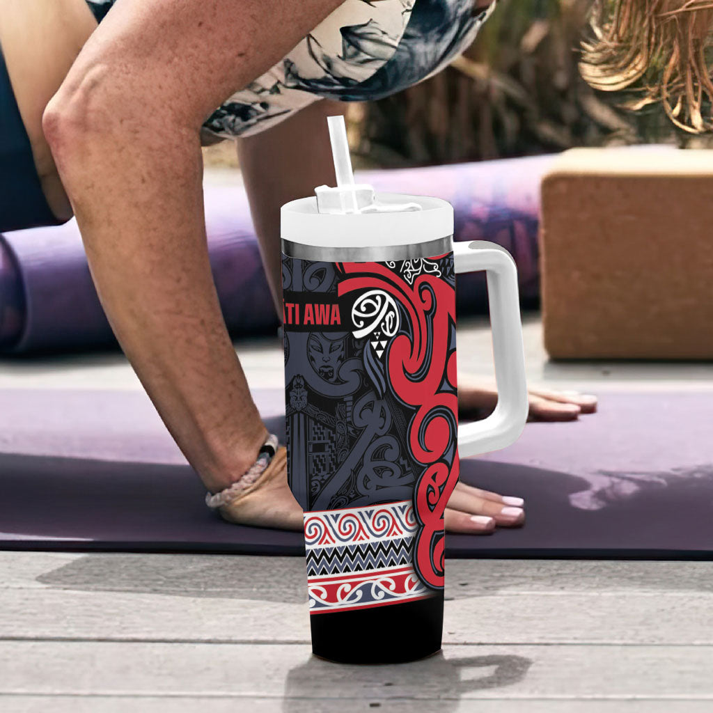 Aotearoa Iwi Te ati Awa Tumbler With Handle Maori Wharenui House Tribal Pattern