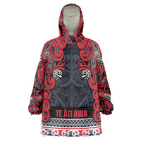 Aotearoa Iwi Te ati Awa Wearable Blanket Hoodie Maori Wharenui House Tribal Pattern