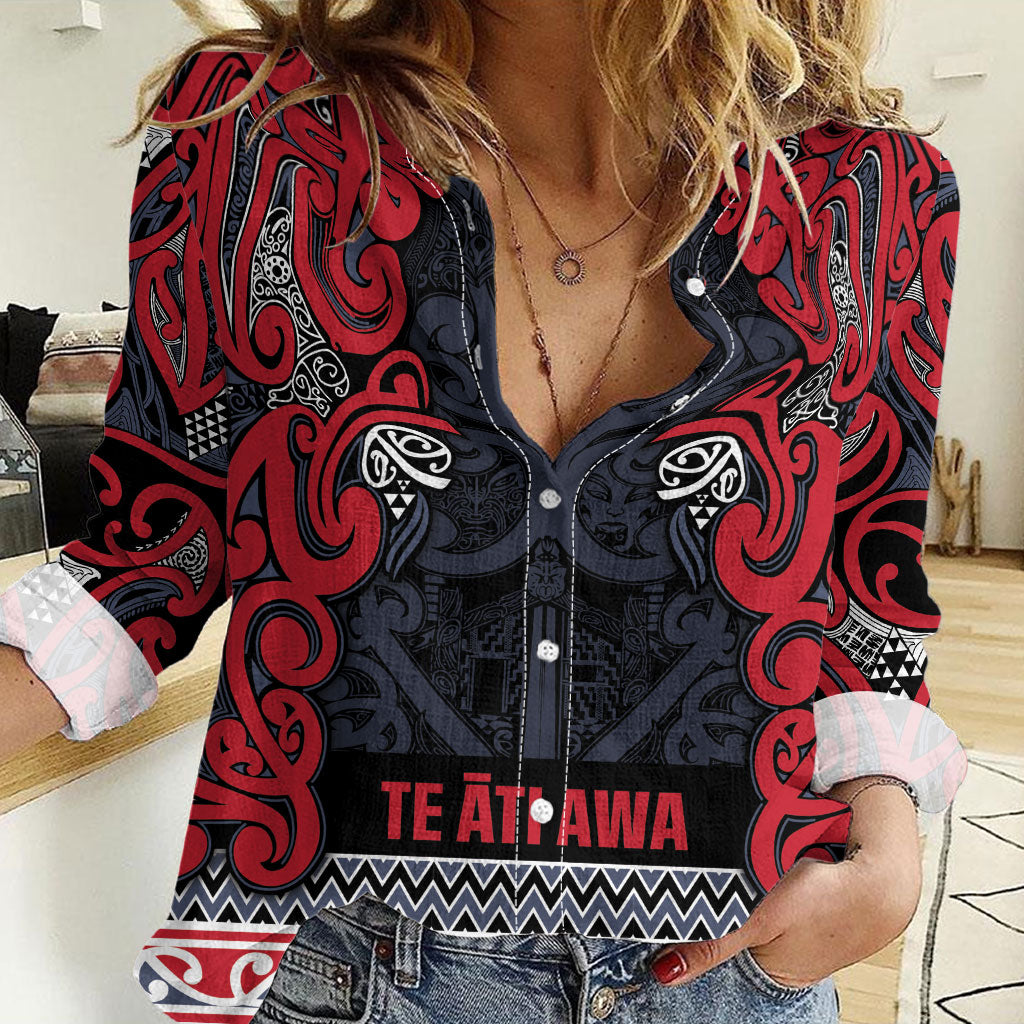 Aotearoa Iwi Te ati Awa Women Casual Shirt Maori Wharenui House Tribal Pattern