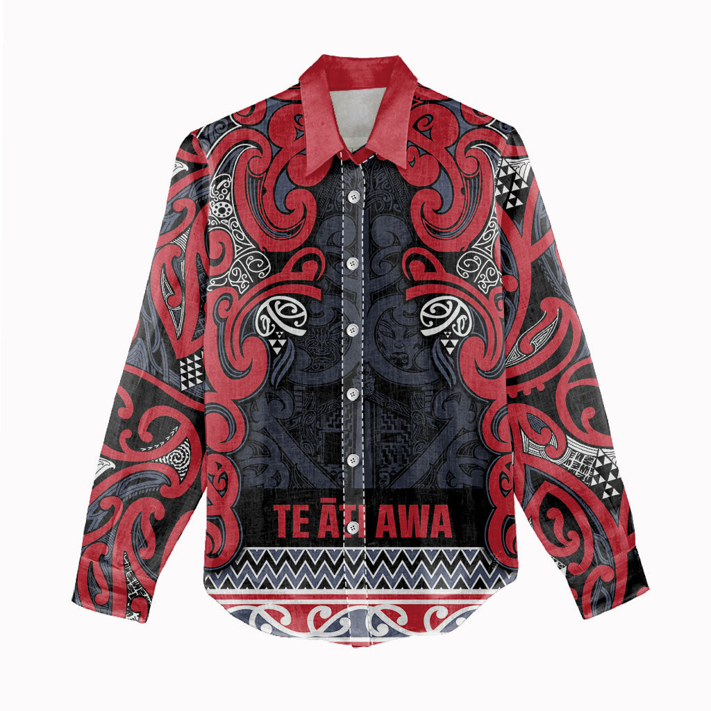 Aotearoa Iwi Te ati Awa Women Casual Shirt Maori Wharenui House Tribal Pattern