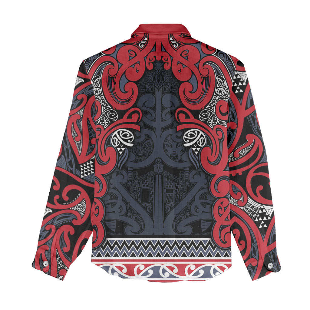 Aotearoa Iwi Te ati Awa Women Casual Shirt Maori Wharenui House Tribal Pattern