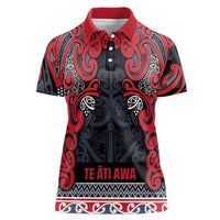Aotearoa Iwi Te ati Awa Women Polo Shirt Maori Wharenui House Tribal Pattern