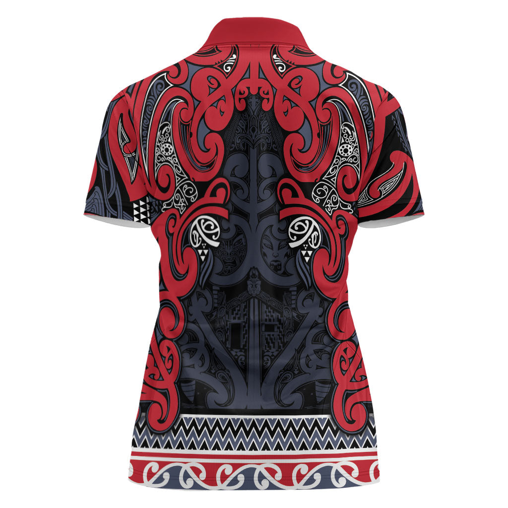 Aotearoa Iwi Te ati Awa Women Polo Shirt Maori Wharenui House Tribal Pattern