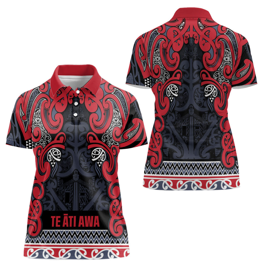 Aotearoa Iwi Te ati Awa Women Polo Shirt Maori Wharenui House Tribal Pattern