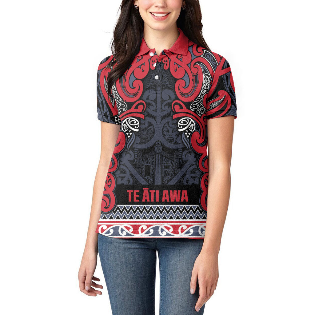 Aotearoa Iwi Te ati Awa Women Polo Shirt Maori Wharenui House Tribal Pattern