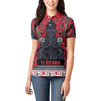 Aotearoa Iwi Te ati Awa Women Polo Shirt Maori Wharenui House Tribal Pattern