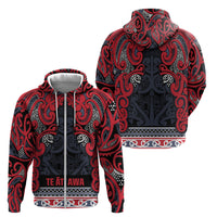 Aotearoa Iwi Te ati Awa Zip Hoodie Maori Wharenui House Tribal Pattern