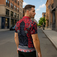 Aotearoa Iwi Te ati Awa Zipper Polo Shirt Maori Wharenui House Tribal Pattern