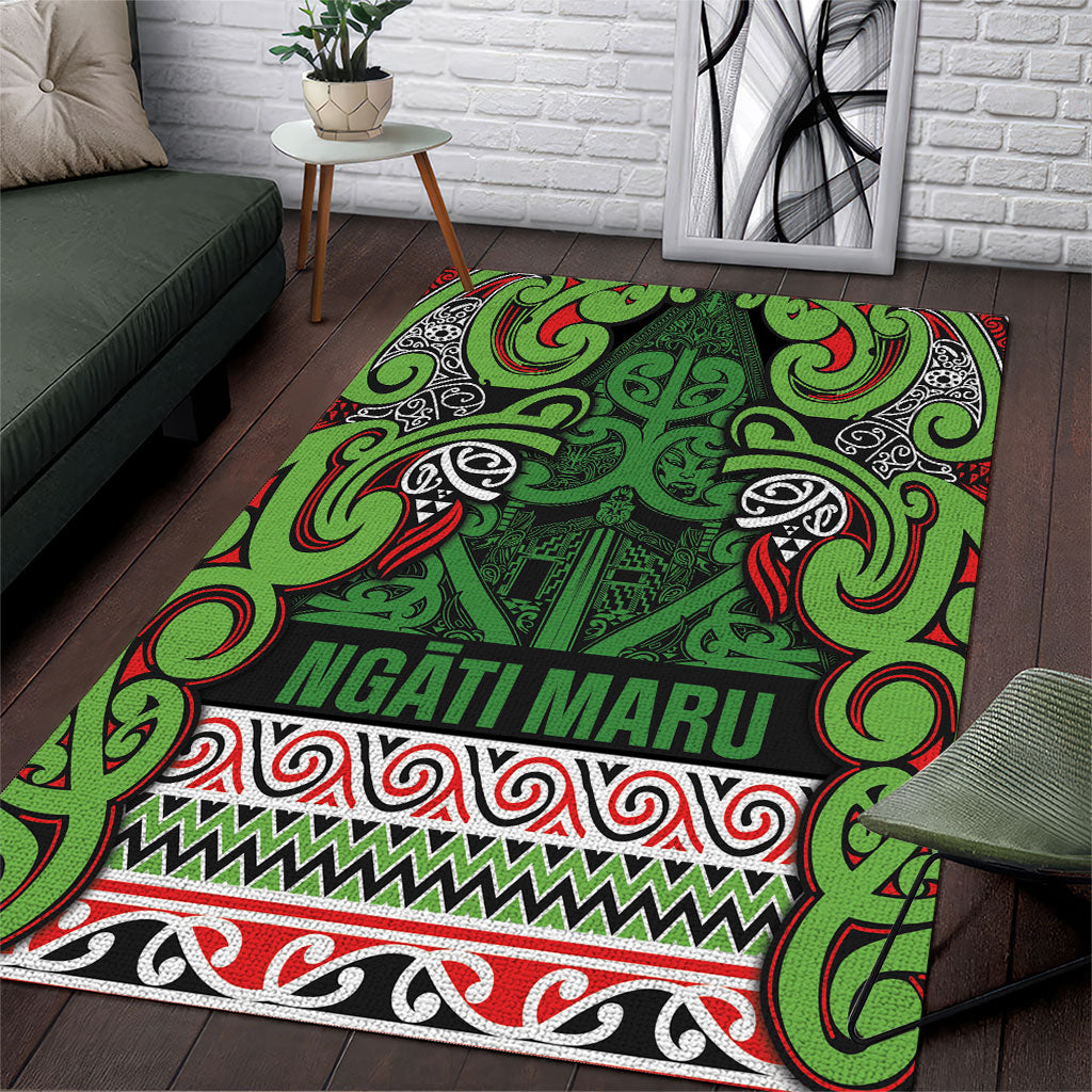 Aotearoa Iwi Ngati Maru Hauraki Area Rug Maori Wharenui House Tribal Pattern