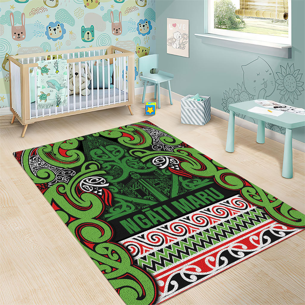 Aotearoa Iwi Ngati Maru Hauraki Area Rug Maori Wharenui House Tribal Pattern