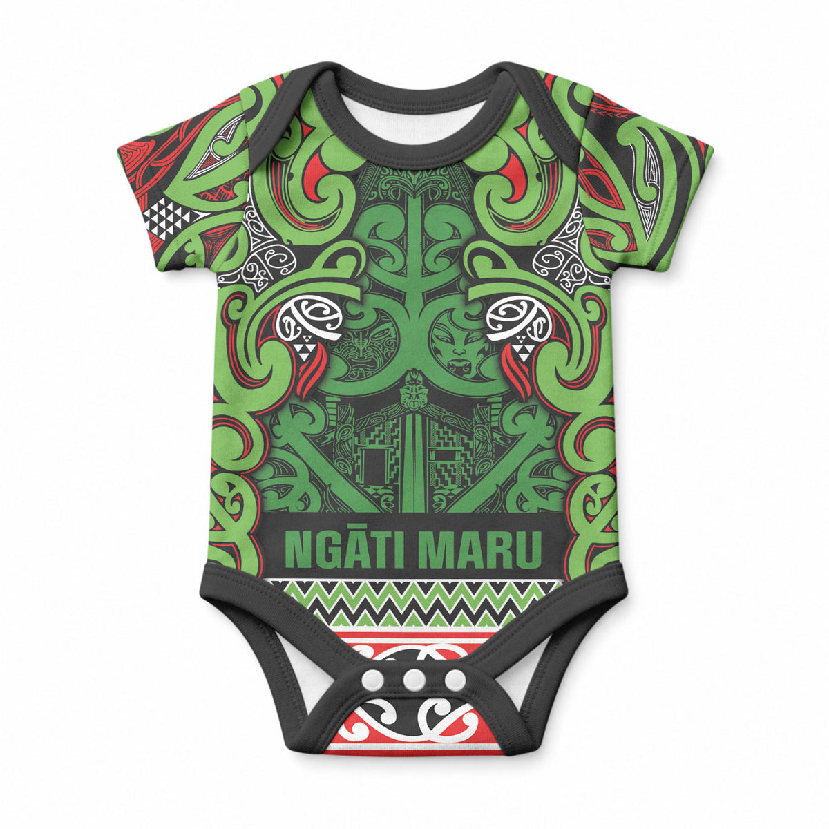 Aotearoa Iwi Ngati Maru Hauraki Baby Onesie Maori Wharenui House Tribal Pattern