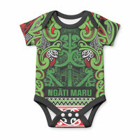 Aotearoa Iwi Ngati Maru Hauraki Baby Onesie Maori Wharenui House Tribal Pattern