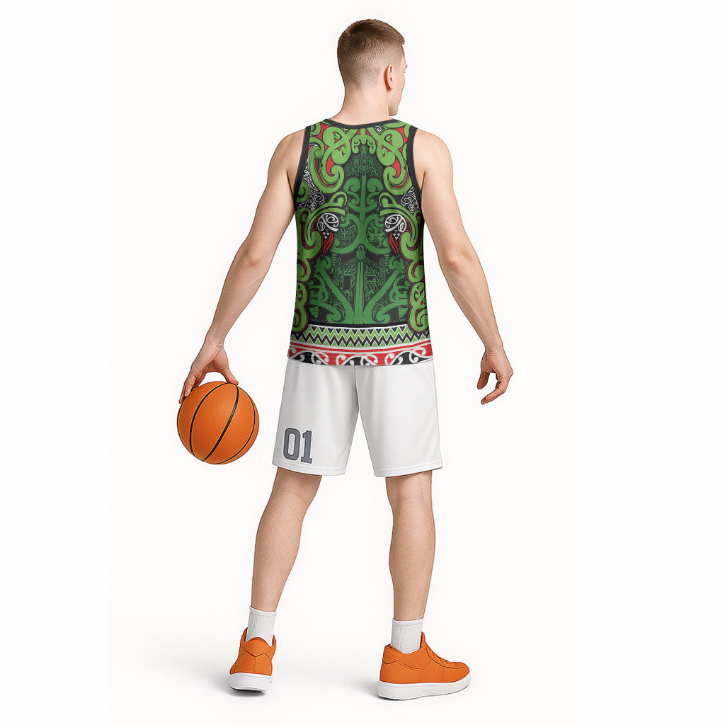 Aotearoa Iwi Ngati Maru Hauraki Basketball Jersey Maori Wharenui House Tribal Pattern