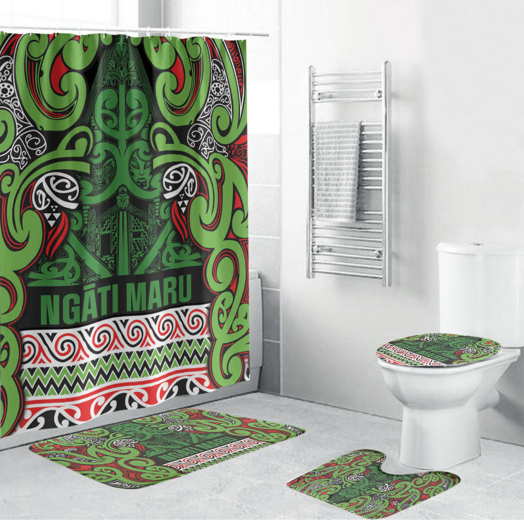 Aotearoa Iwi Ngati Maru Hauraki Bathroom Set Maori Wharenui House Tribal Pattern