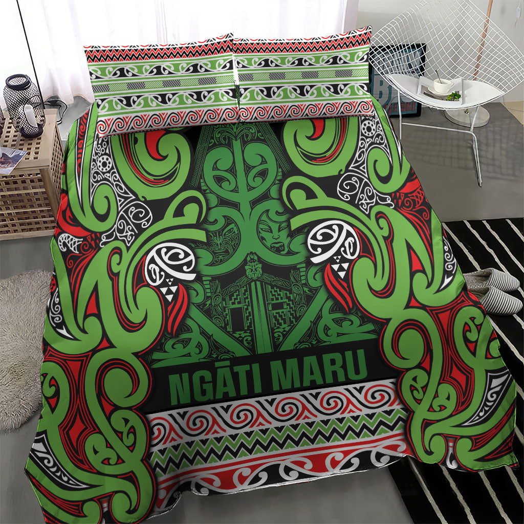 Aotearoa Iwi Ngati Maru Hauraki Bedding Set Maori Wharenui House Tribal Pattern