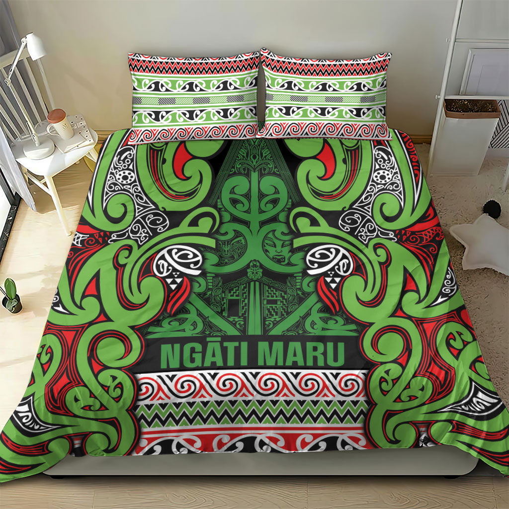 Aotearoa Iwi Ngati Maru Hauraki Bedding Set Maori Wharenui House Tribal Pattern