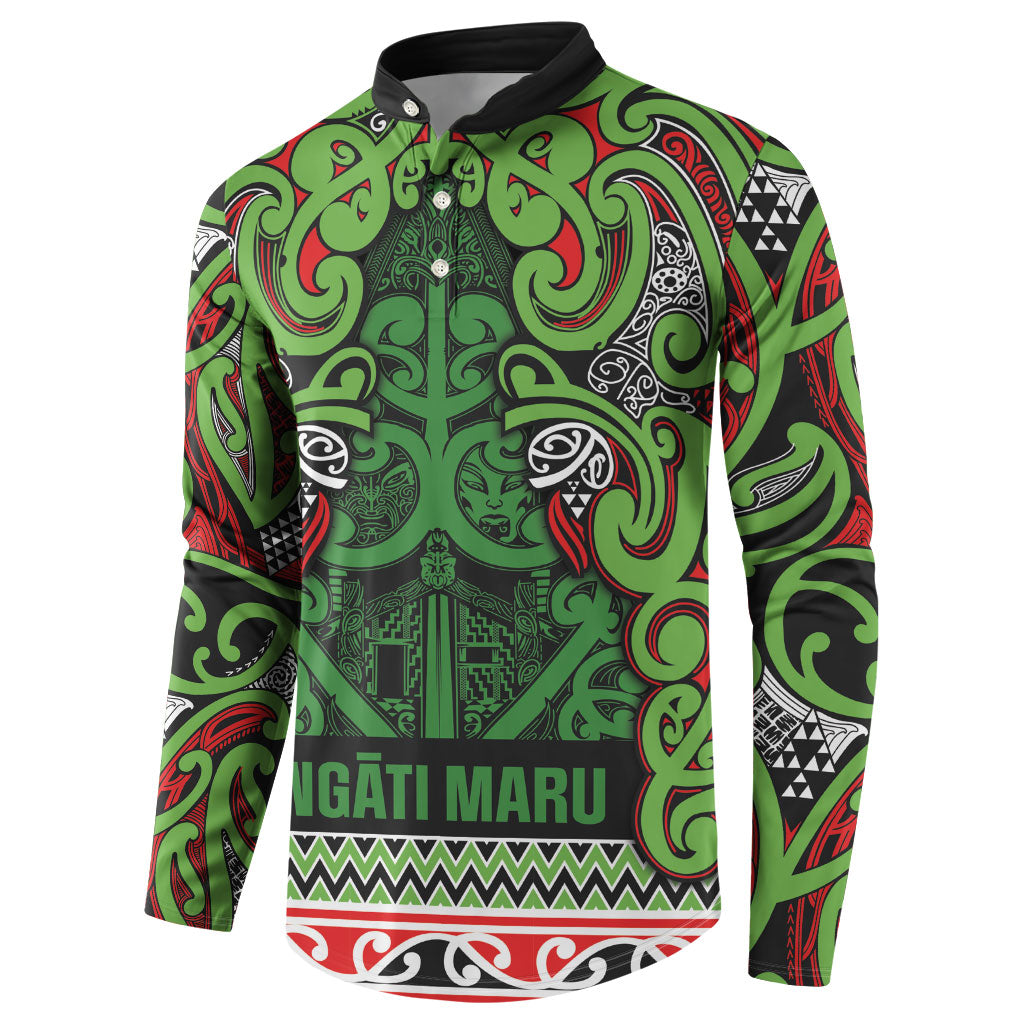 Aotearoa Iwi Ngati Maru Hauraki Button Sweatshirt Maori Wharenui House Tribal Pattern