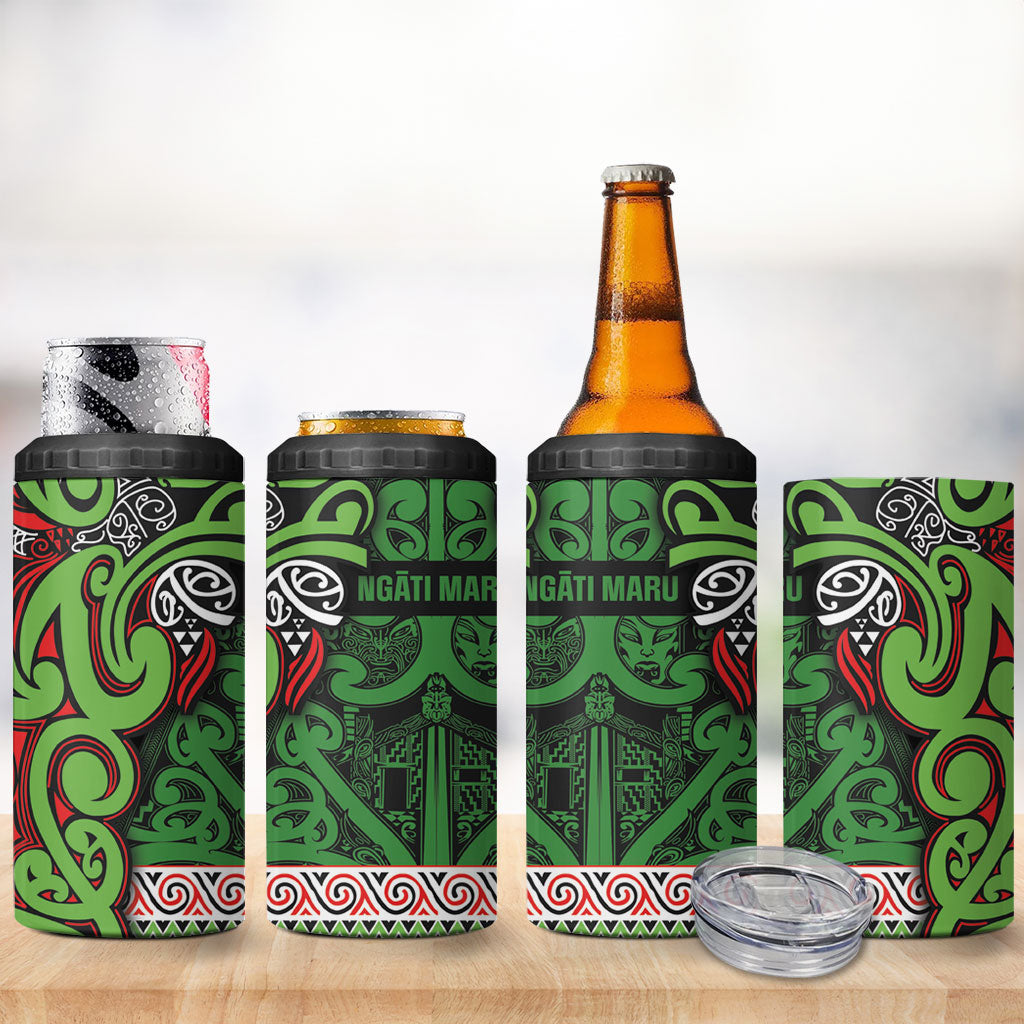 Aotearoa Iwi Ngati Maru Hauraki 4 in 1 Can Cooler Tumbler Maori Wharenui House Tribal Pattern