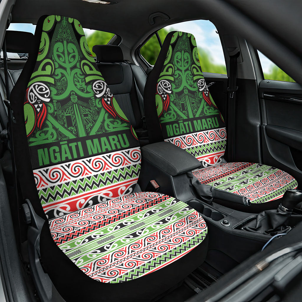 Aotearoa Iwi Ngati Maru Hauraki Car Seat Cover Maori Wharenui House Tribal Pattern LT9 One Size Green Red - Polynesian Pride