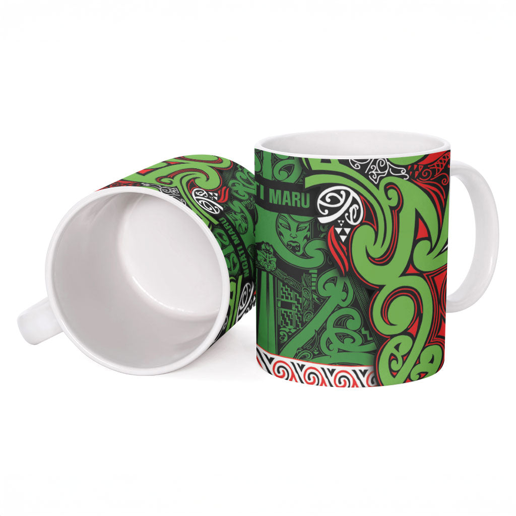 Aotearoa Iwi Ngati Maru Hauraki Ceramic Mug Maori Wharenui House Tribal Pattern