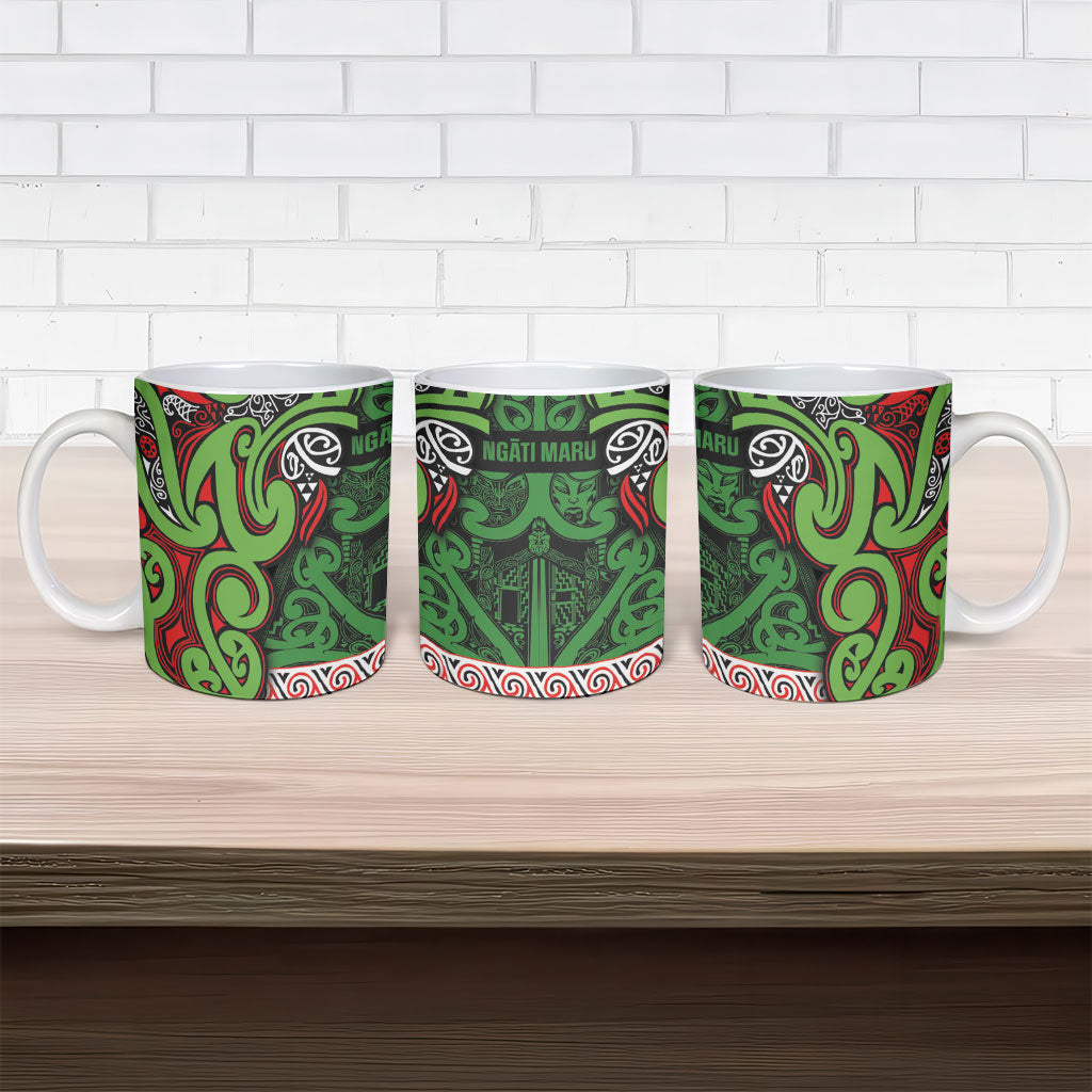 Aotearoa Iwi Ngati Maru Hauraki Ceramic Mug Maori Wharenui House Tribal Pattern