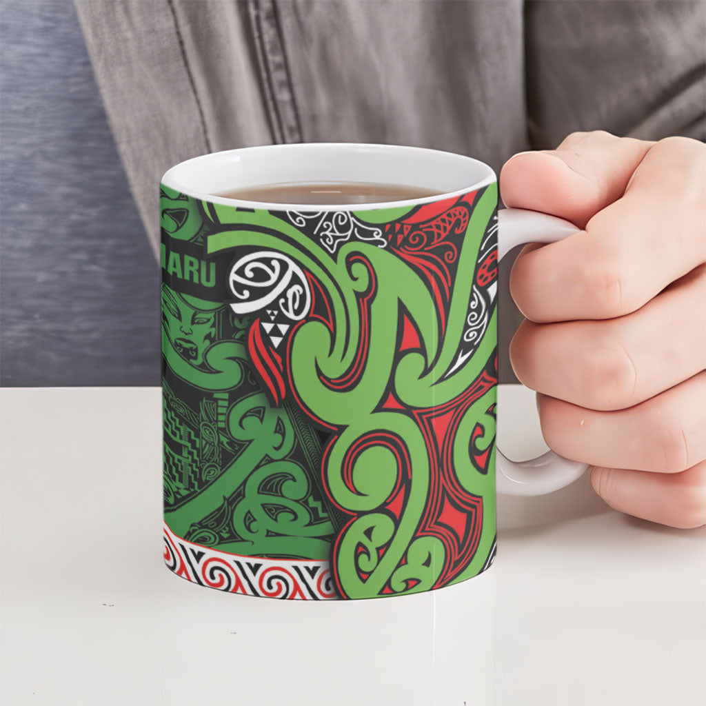 Aotearoa Iwi Ngati Maru Hauraki Ceramic Mug Maori Wharenui House Tribal Pattern
