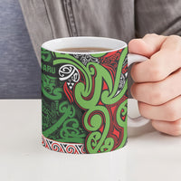Aotearoa Iwi Ngati Maru Hauraki Ceramic Mug Maori Wharenui House Tribal Pattern