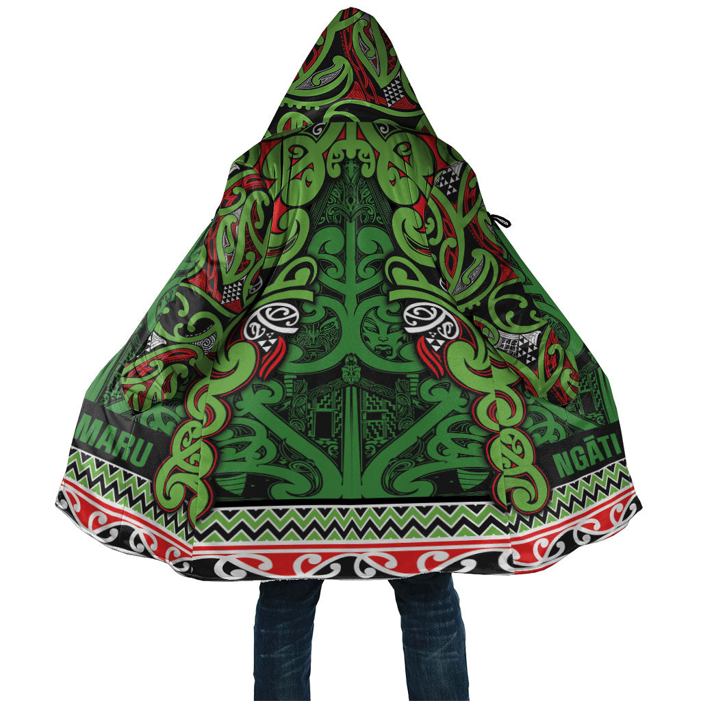 Aotearoa Iwi Ngati Maru Hauraki Cloak Maori Wharenui House Tribal Pattern LT9 Unisex Green Red - Polynesian Pride