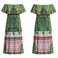Aotearoa Iwi Ngati Maru Hauraki Couples Matching Off Shoulder Maxi Dress and Hawaiian Shirt Maori Wharenui House Tribal Pattern