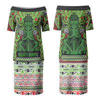 Aotearoa Iwi Ngati Maru Hauraki Couples Matching Puletasi and Long Sleeve Button Shirt Maori Wharenui House Tribal Pattern