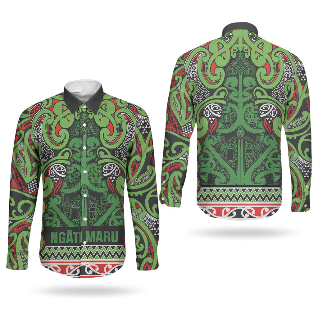 Aotearoa Iwi Ngati Maru Hauraki Couples Matching Short Sleeve Bodycon Dress and Long Sleeve Button Shirt Maori Wharenui House Tribal Pattern