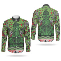 Aotearoa Iwi Ngati Maru Hauraki Couples Matching Short Sleeve Bodycon Dress and Long Sleeve Button Shirt Maori Wharenui House Tribal Pattern