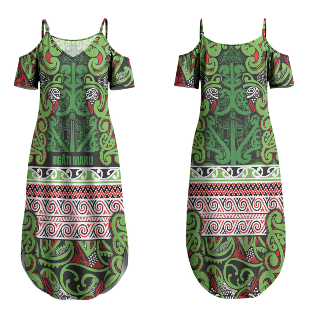 Aotearoa Iwi Ngati Maru Hauraki Couples Matching Summer Maxi Dress and Hawaiian Shirt Maori Wharenui House Tribal Pattern