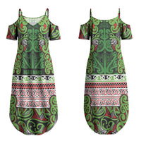 Aotearoa Iwi Ngati Maru Hauraki Couples Matching Summer Maxi Dress and Long Sleeve Button Shirt Maori Wharenui House Tribal Pattern