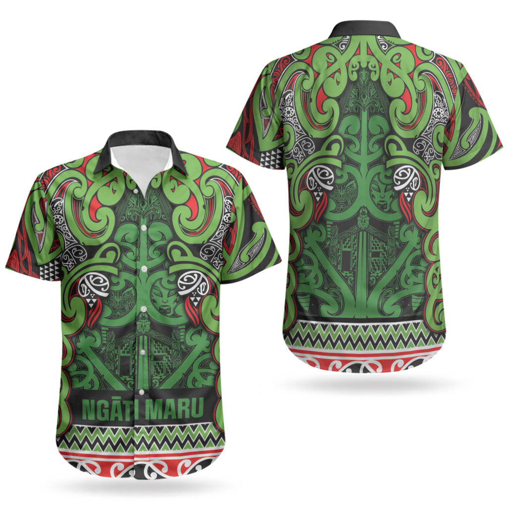 Aotearoa Iwi Ngati Maru Hauraki Couples Matching Tank Maxi Dress and Hawaiian Shirt Maori Wharenui House Tribal Pattern