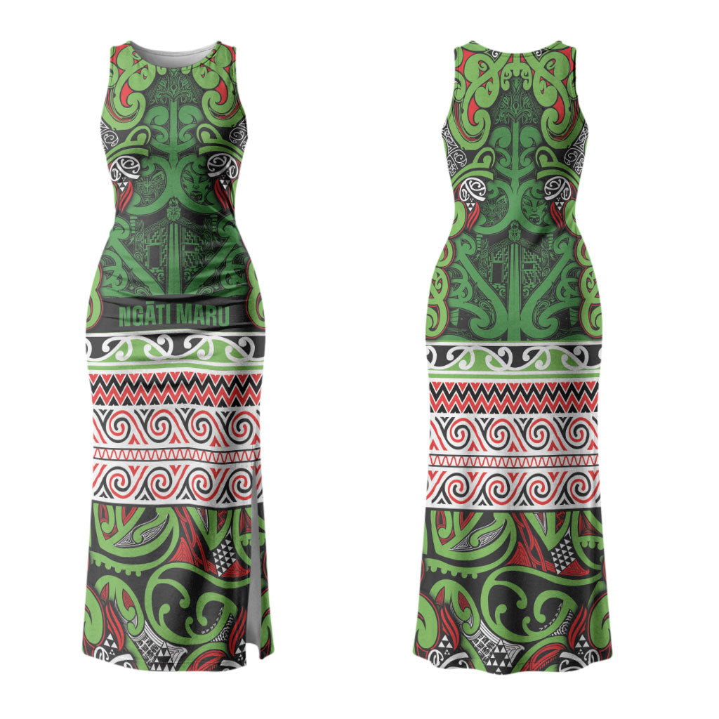 Aotearoa Iwi Ngati Maru Hauraki Couples Matching Tank Maxi Dress and Hawaiian Shirt Maori Wharenui House Tribal Pattern