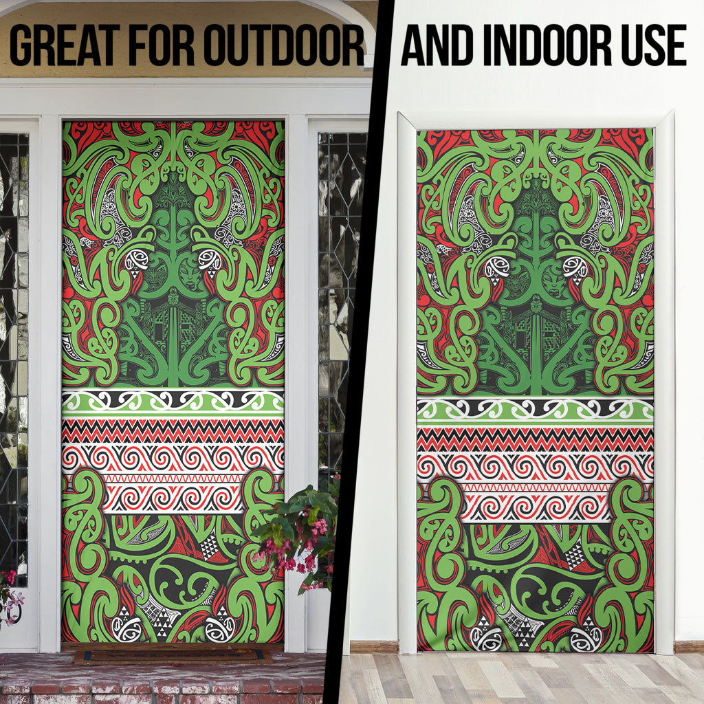 Aotearoa Iwi Ngati Maru Hauraki Door Cover Maori Wharenui House Tribal Pattern