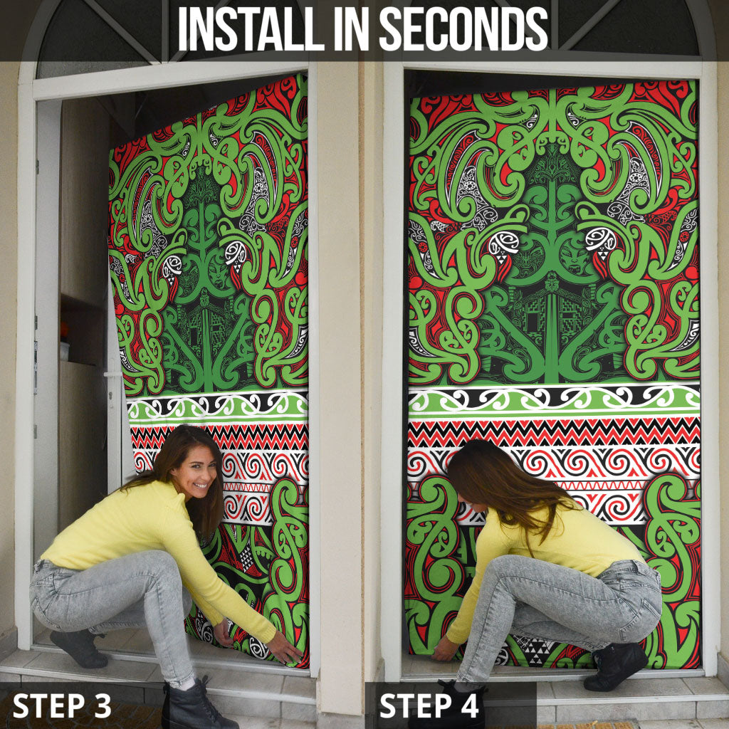 Aotearoa Iwi Ngati Maru Hauraki Door Cover Maori Wharenui House Tribal Pattern