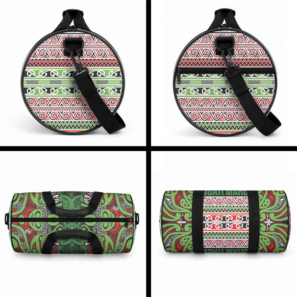 Aotearoa Iwi Ngati Maru Hauraki Duffle Bag Maori Wharenui House Tribal Pattern