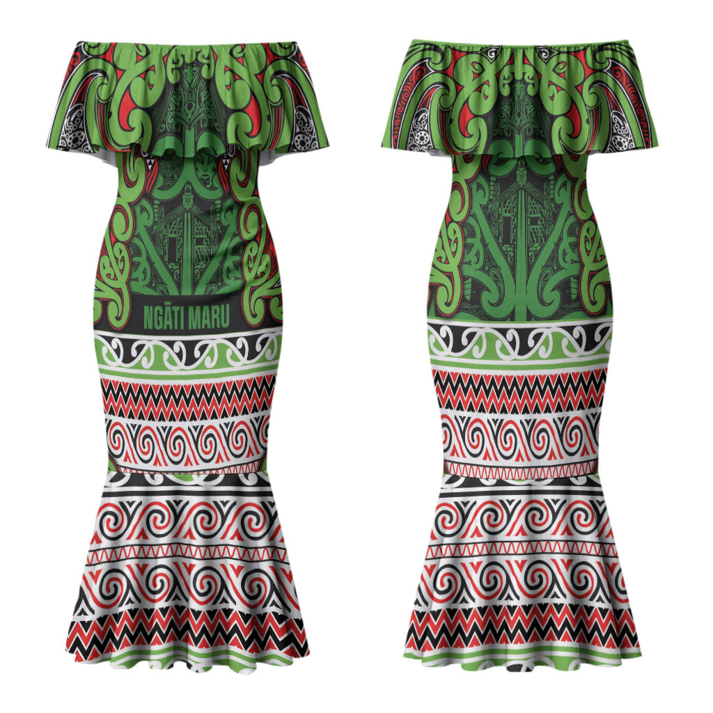 Aotearoa Iwi Ngati Maru Hauraki Family Matching Mermaid Dress and Hawaiian Shirt Maori Wharenui House Tribal Pattern