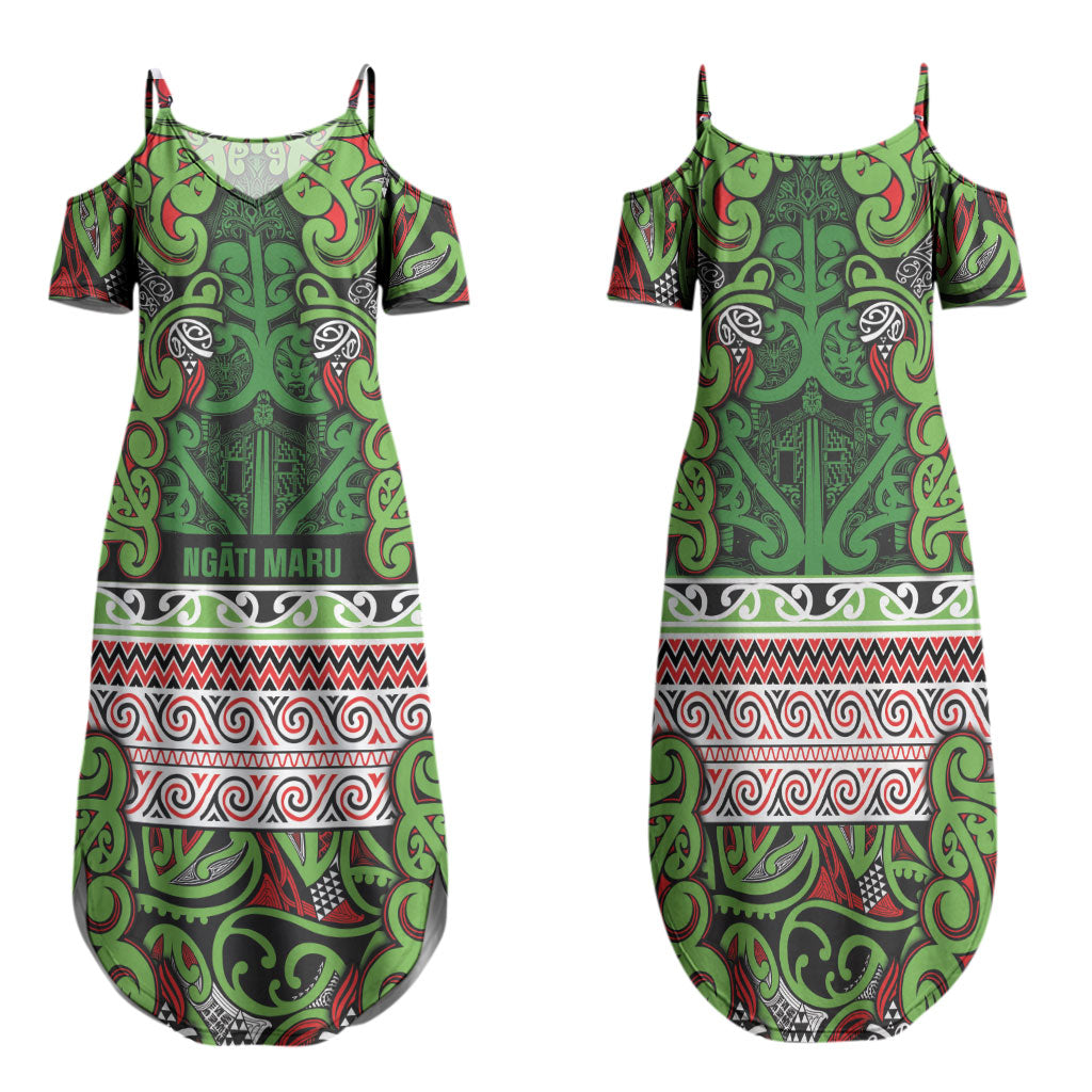 Aotearoa Iwi Ngati Maru Hauraki Family Matching Summer Maxi Dress and Hawaiian Shirt Maori Wharenui House Tribal Pattern